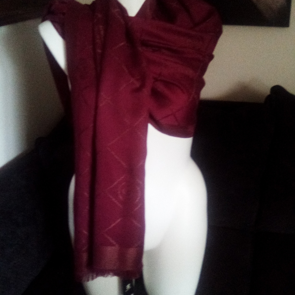 Chanel Red with Gold highlights stole scarf